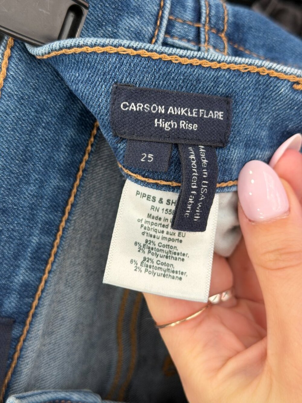 $298 Veronica Beard Blue Carson Ankle Flare High Rise Denim Jeans size 25/27" - Picture 7 of 7